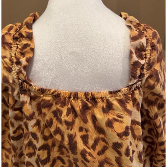 Kate Spade panthera leopard print square neck cotton blouse top Size S - Picture 5 of 7